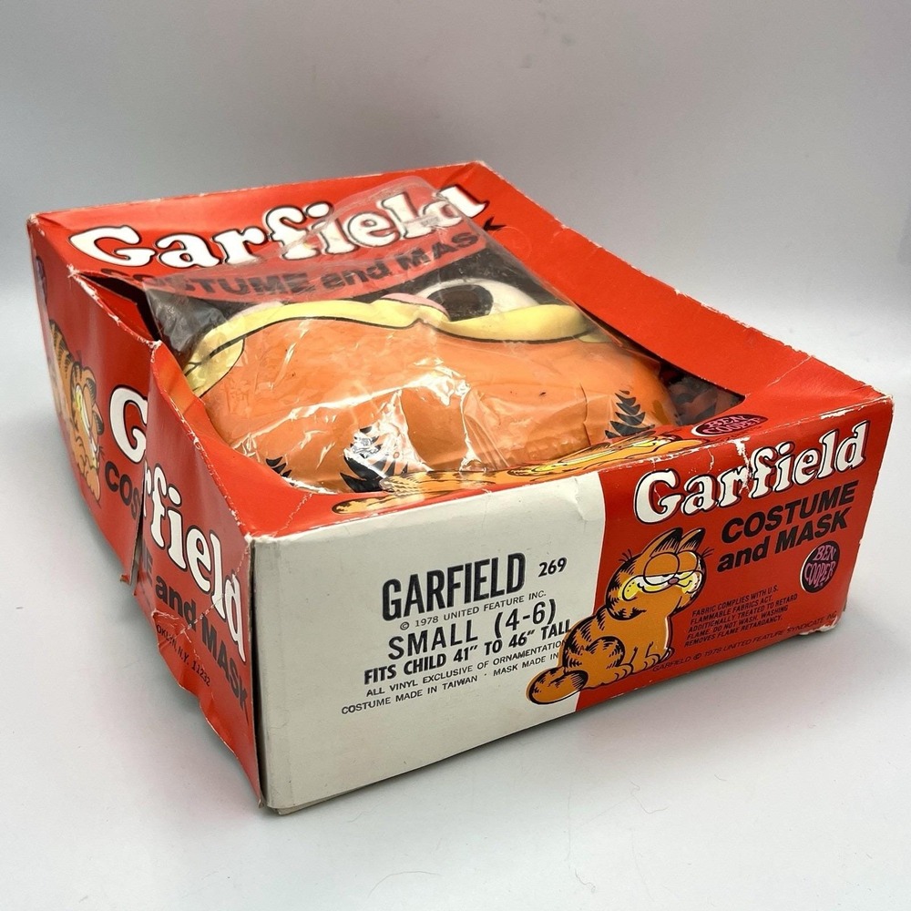 Vintage 1978 Ben Cooper "Garfield" Costume Mask w/Box, size Small 4-6 Jim Davis - Picture 2 of 13